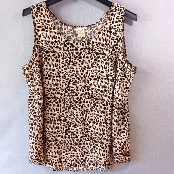 Faded Glory Women's Leopard Tank Top size 2X  18W-20W Summer Blouse Cheetah - Picture 1 of 5